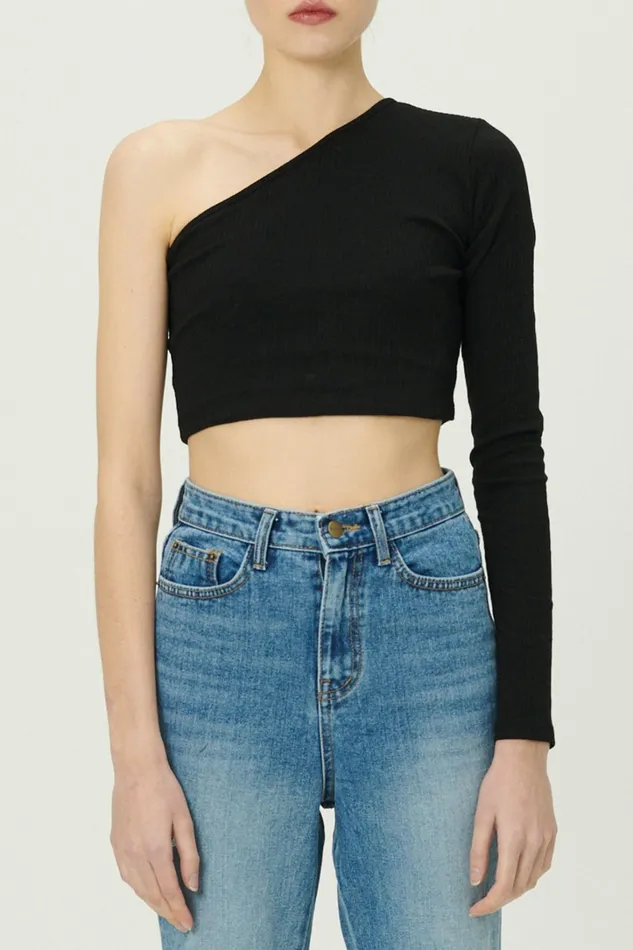 Storets Valen One Shoulder Crop Top Women Tops