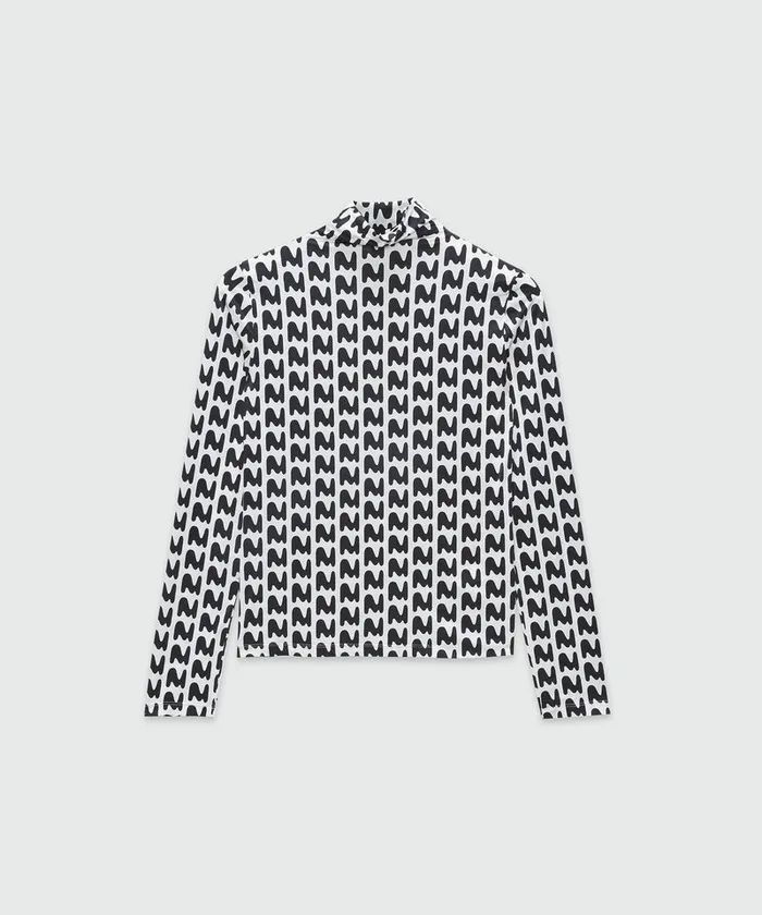 Stretch Fabric Shirt With 034Themwave034 Motif Women MSGM Tops And Shirts