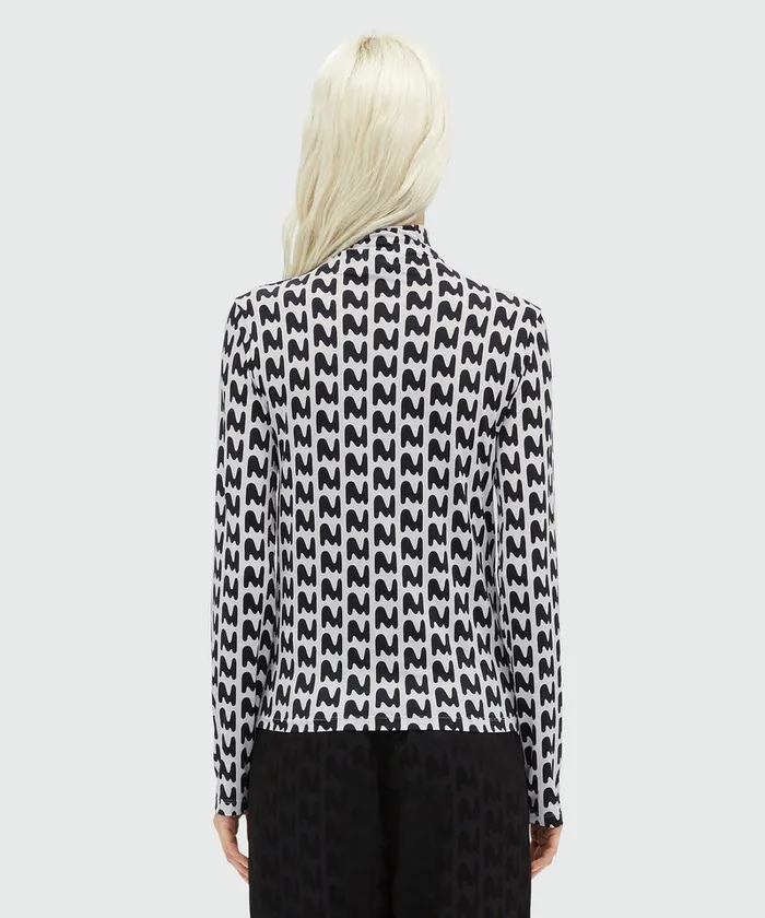 Stretch Fabric Shirt With 034Themwave034 Motif Women MSGM Tops And Shirts