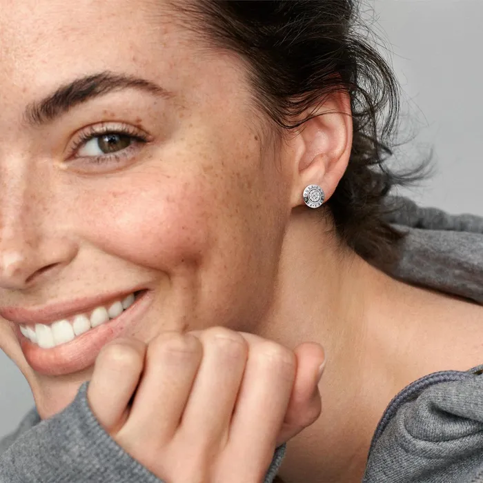 Stud Earrings Women Pandora Sparkling Pandora Logo Stud Earrings