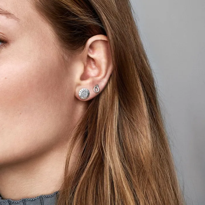 Stud Earrings Women Pandora Sparkling Pandora Logo Stud Earrings