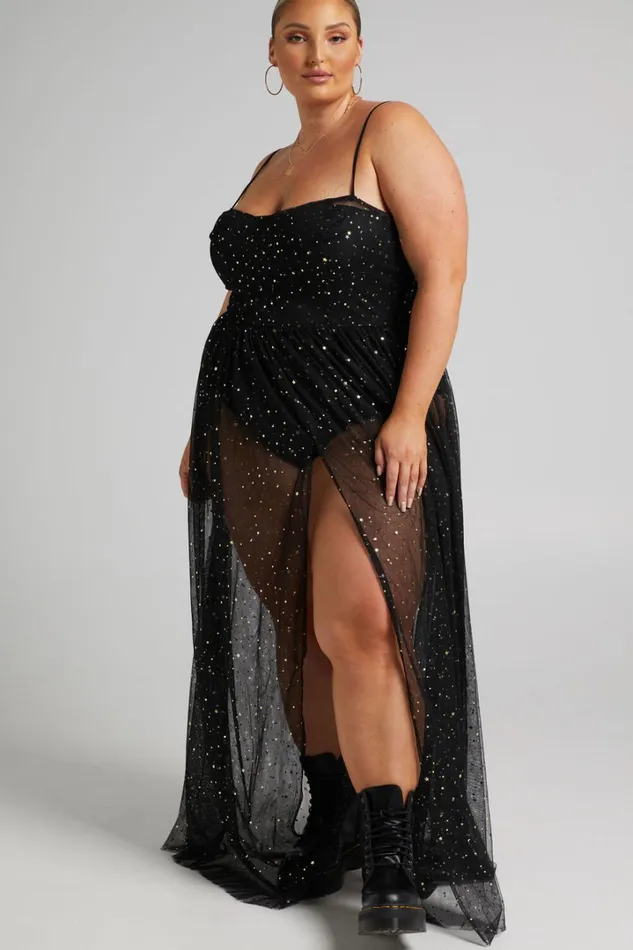 Stunning View Maxi Dress 8211 Bodice Sheer Dress In Black Mesh Women Showpo Curve Clothes