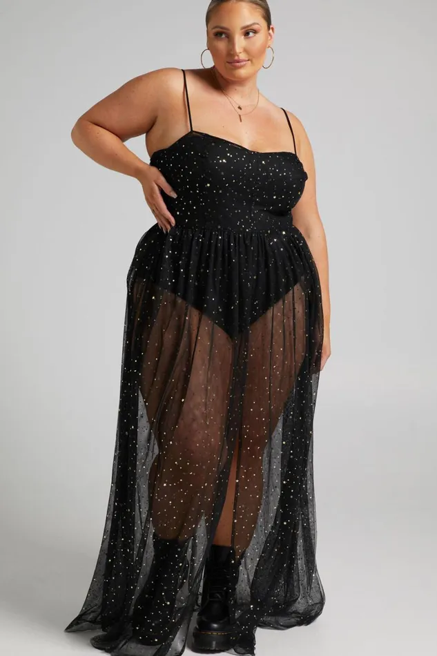 Stunning View Maxi Dress 8211 Bodice Sheer Dress In Black Mesh Women Showpo Curve Clothes