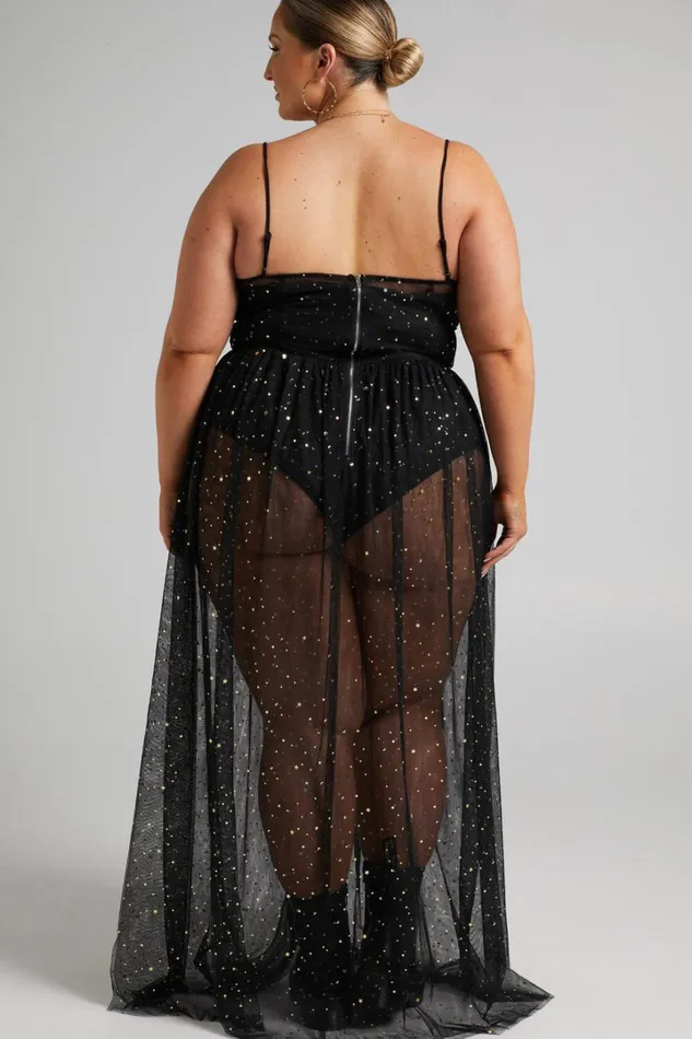 Stunning View Maxi Dress 8211 Bodice Sheer Dress In Black Mesh Women Showpo Curve Clothes