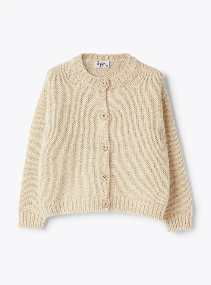 Sweaters And Cardigans Girl 216 Il Gufo Crew Neck Cardigan In Lurex Yarn