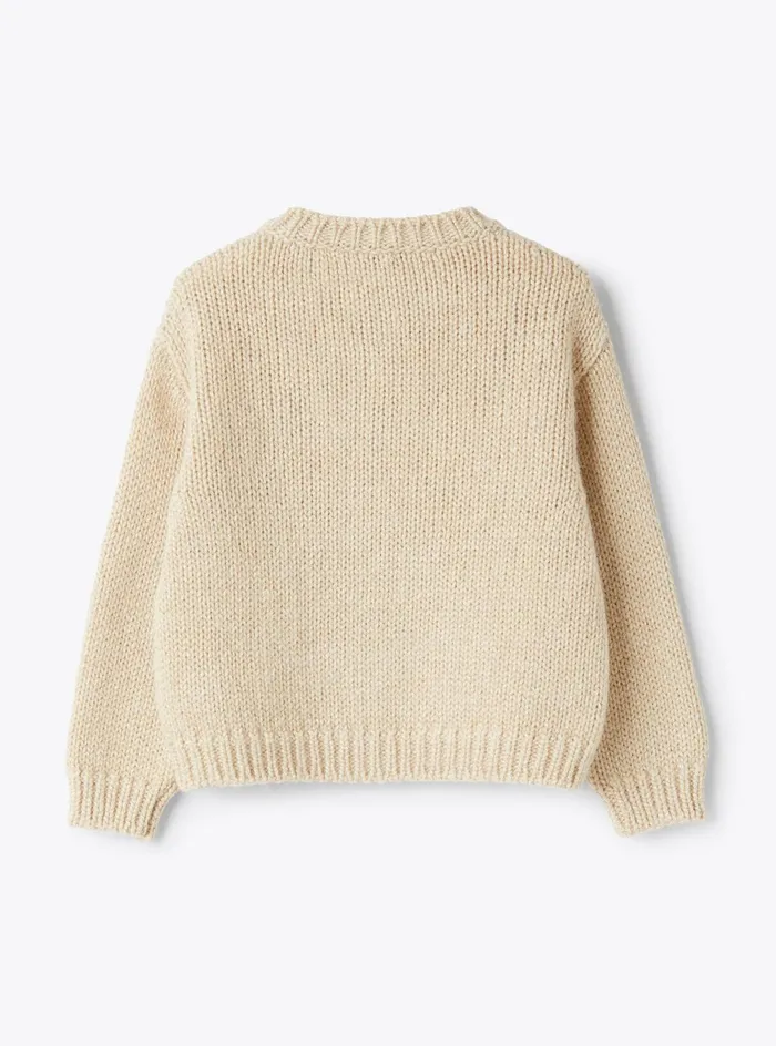 Sweaters And Cardigans Girl 216 Il Gufo Crew Neck Cardigan In Lurex Yarn