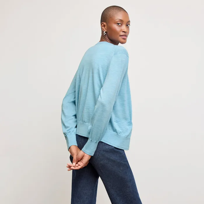 Sweaters The Rosalia Pointelle Cardigan 8211 Light Merino Morning Sky 8211 M M LaFleur Women