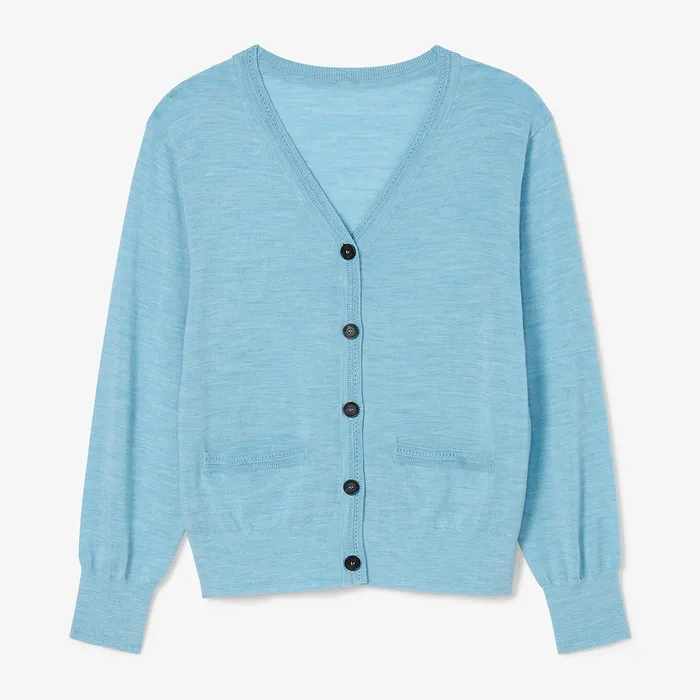 Sweaters The Rosalia Pointelle Cardigan 8211 Light Merino Morning Sky 8211 M M LaFleur Women