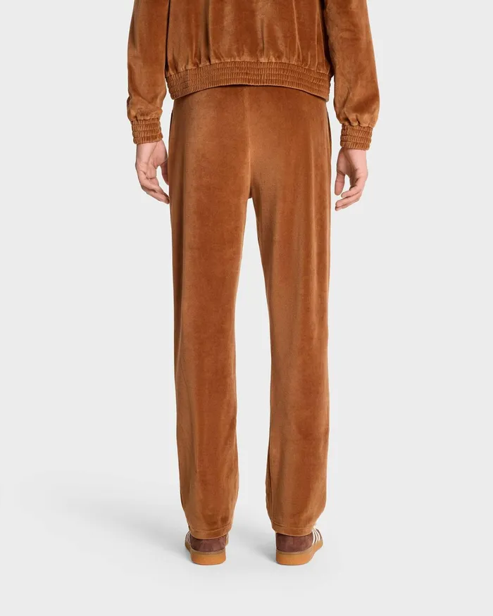 Sweatpants Men Sporty and Rich NY Crest Velour Track Pant 8211 TobaccoCream