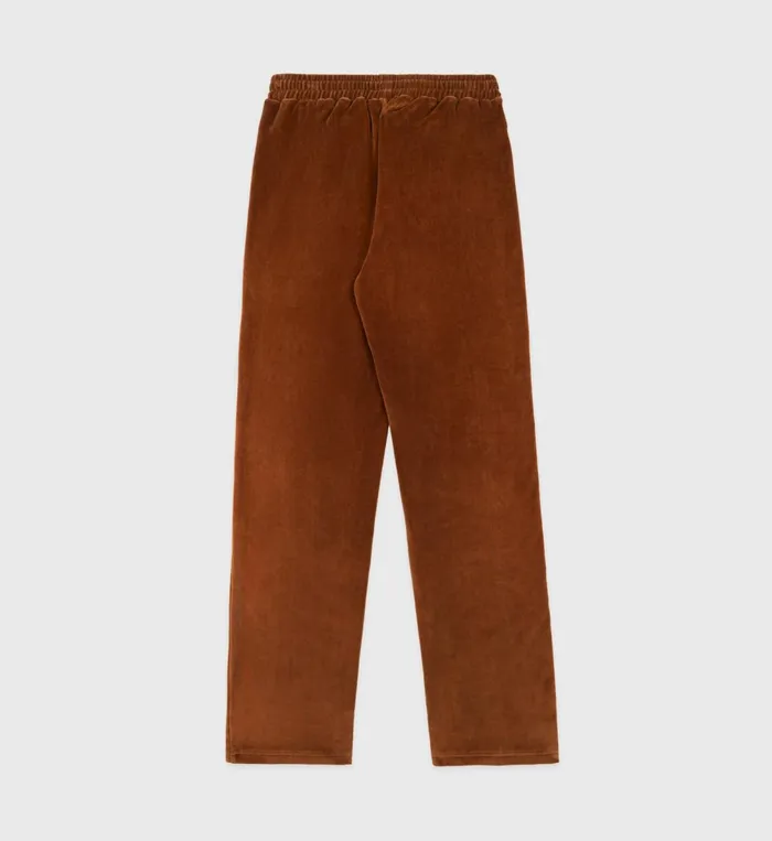 Sweatpants Men Sporty and Rich NY Crest Velour Track Pant 8211 TobaccoCream