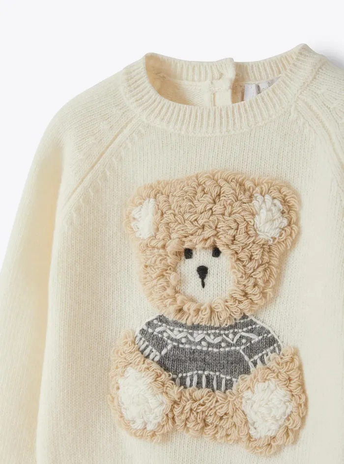 Sweatshirts And Sweaters Baby 036Girl 216 Il Gufo Wool Sweater With Emroidered Bear