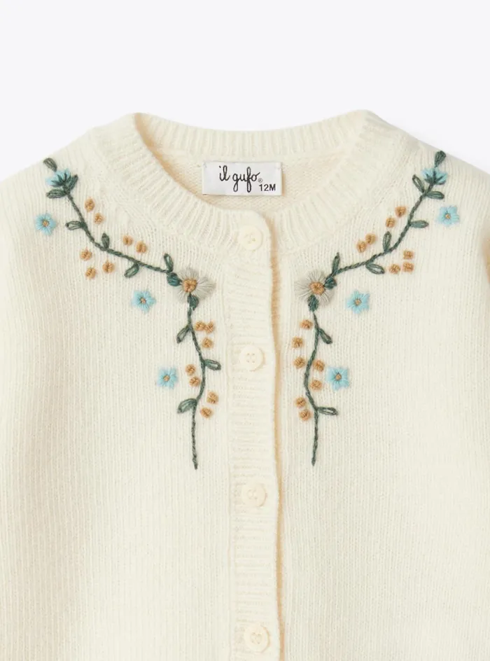 Sweatshirts And Sweaters Baby 036 Il Gufo Wool Cardigan With Embroidery