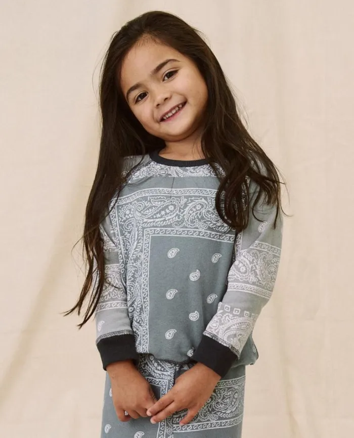 Sweatshirts Little039s The Great The Little College Sweatshirt Dusty Blue Bandana Print
