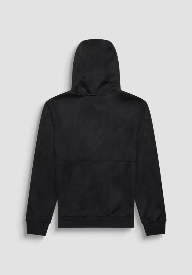 Sweatshirts Men Antony Morato Regular Fit Suede Effect Hoodie With Logo Black