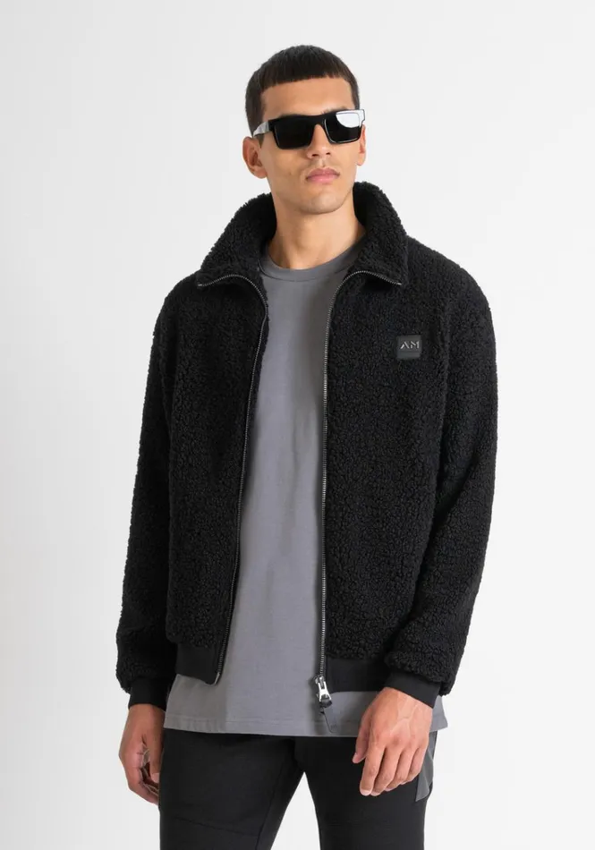 Sweatshirts Men Antony Morato Regular Fit Sweatshirt In Black TeddyEffect Fabric With Pockets Black Sweatshirts Men Antony Morato Regular Fit Sweatshirt In Black TeddyEffect Fabric With Pockets Black