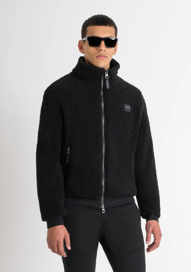 Sweatshirts Men Antony Morato Regular Fit Sweatshirt In Black TeddyEffect Fabric With Pockets Black