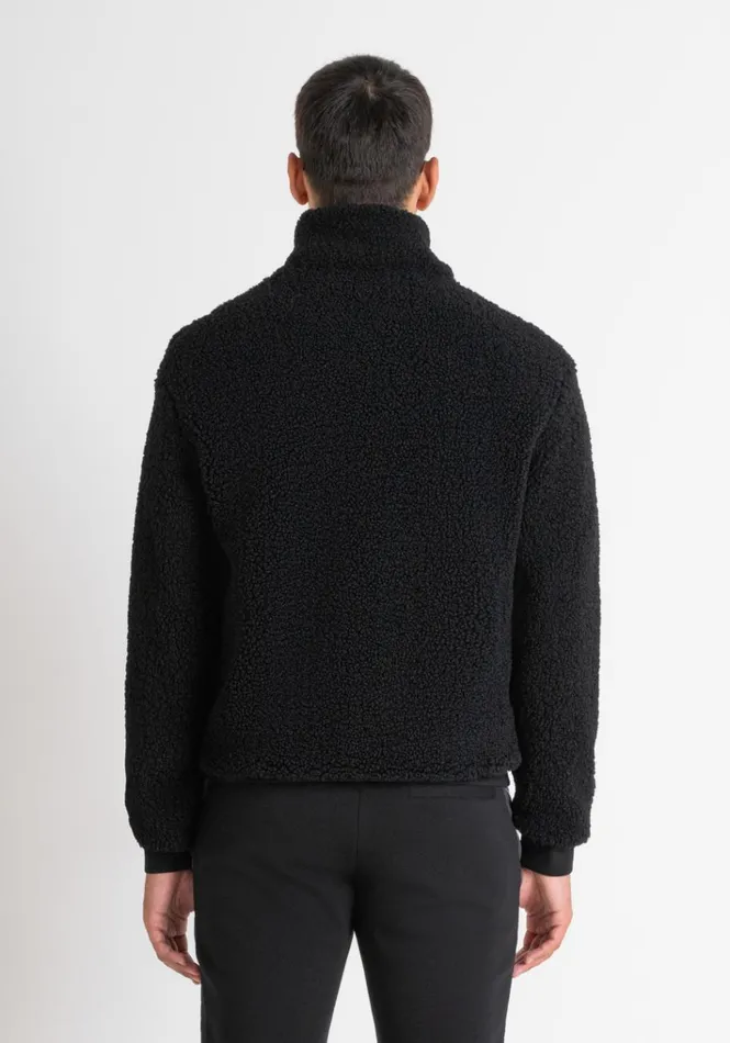 Sweatshirts Men Antony Morato Regular Fit Sweatshirt In Black TeddyEffect Fabric With Pockets Black