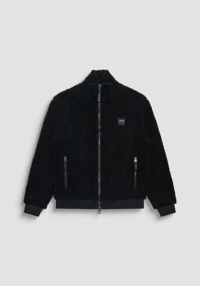 Sweatshirts Men Antony Morato Regular Fit Sweatshirt In Black TeddyEffect Fabric With Pockets Black