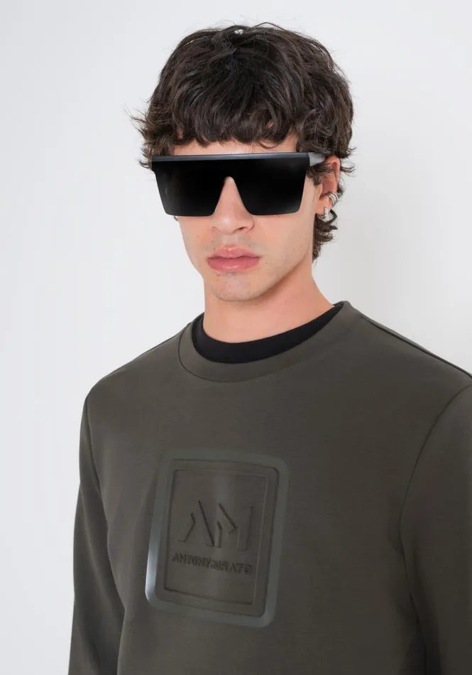 Sweatshirts Men Antony Morato Slim Fit Sweatshirt In Green Cotton Blend With Embroidered Logo Dark Olive Green