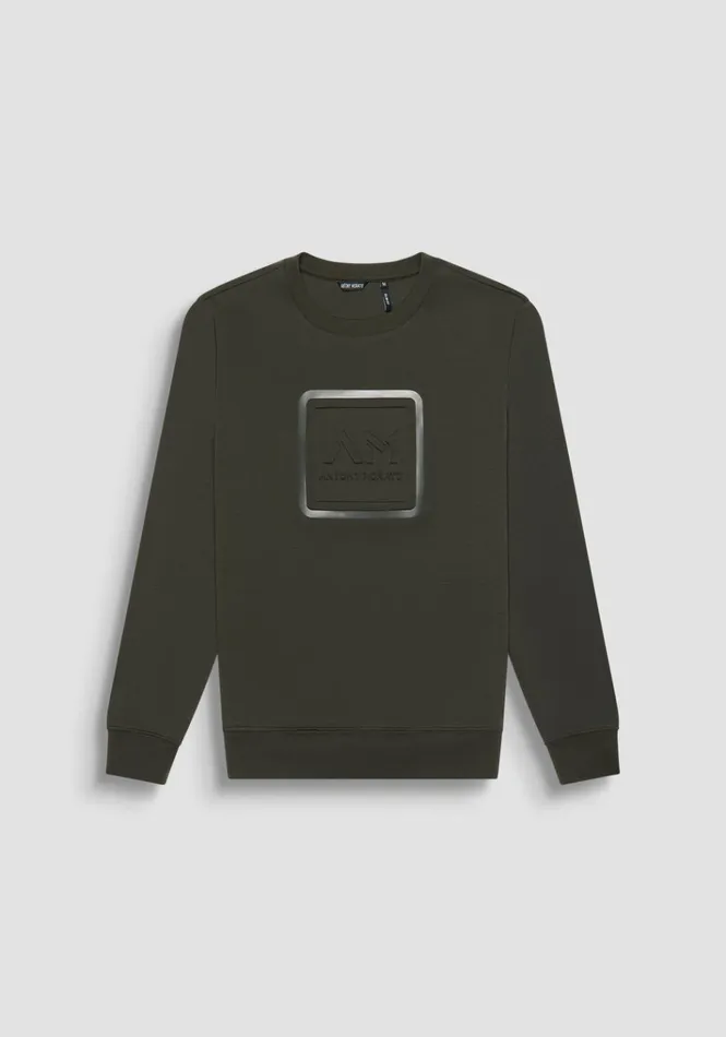 Sweatshirts Men Antony Morato Slim Fit Sweatshirt In Green Cotton Blend With Embroidered Logo Dark Olive Green