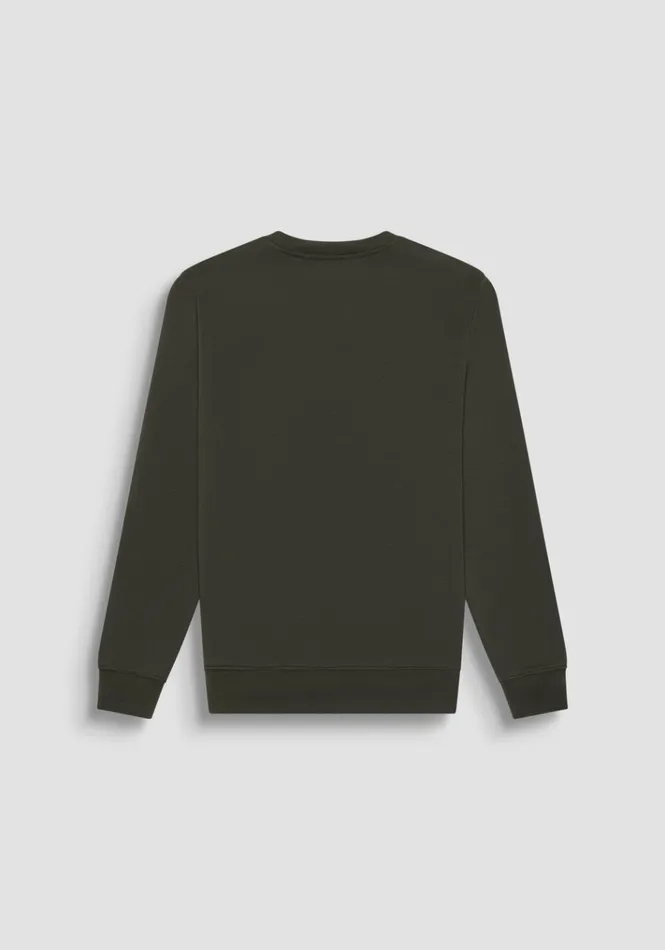 Sweatshirts Men Antony Morato Slim Fit Sweatshirt In Green Cotton Blend With Embroidered Logo Dark Olive Green