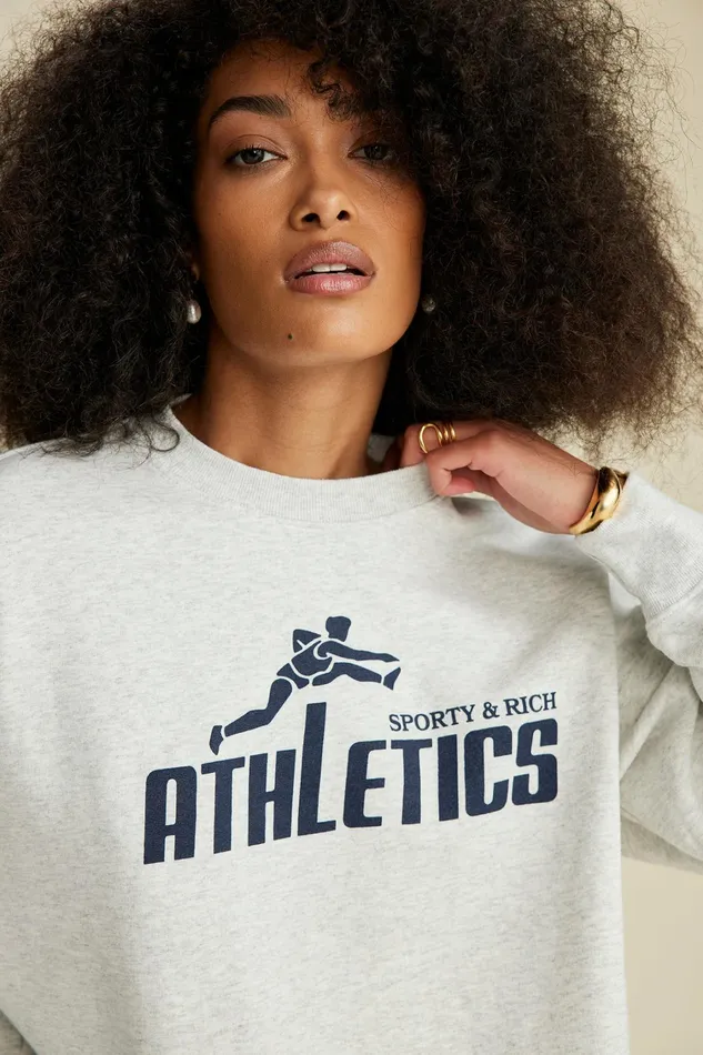 Sweatshirts Men Sporty and Rich 90s Athletics Crewneck 8211 Heather GrayNavy