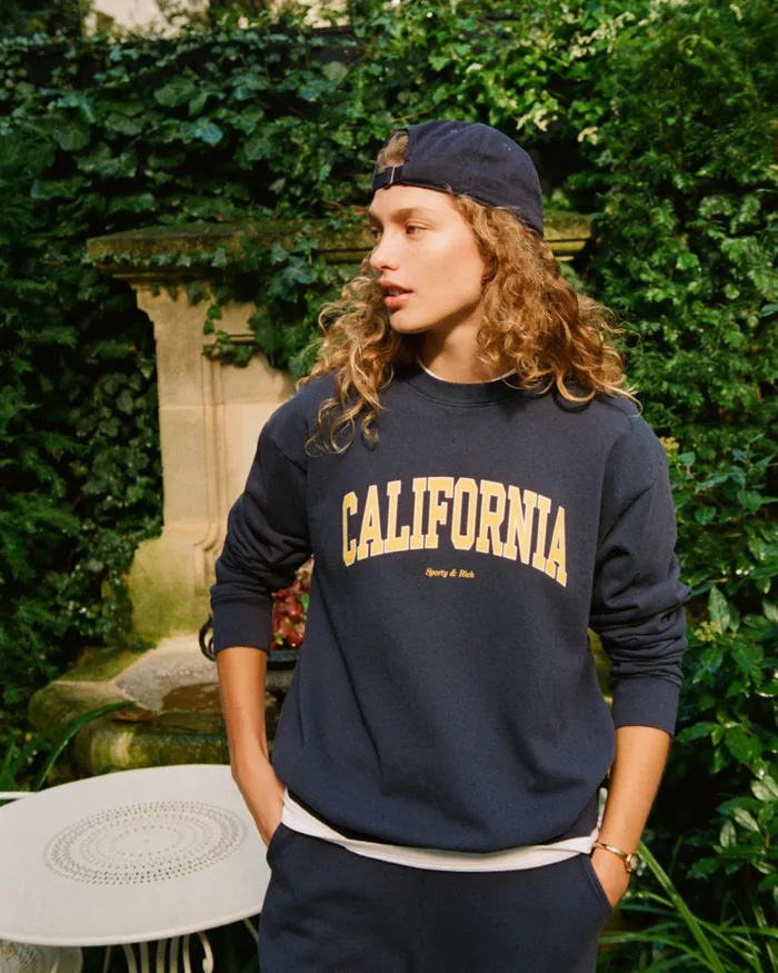 Sweatshirts Men Sporty and Rich California Crewneck 8211 NavyGold