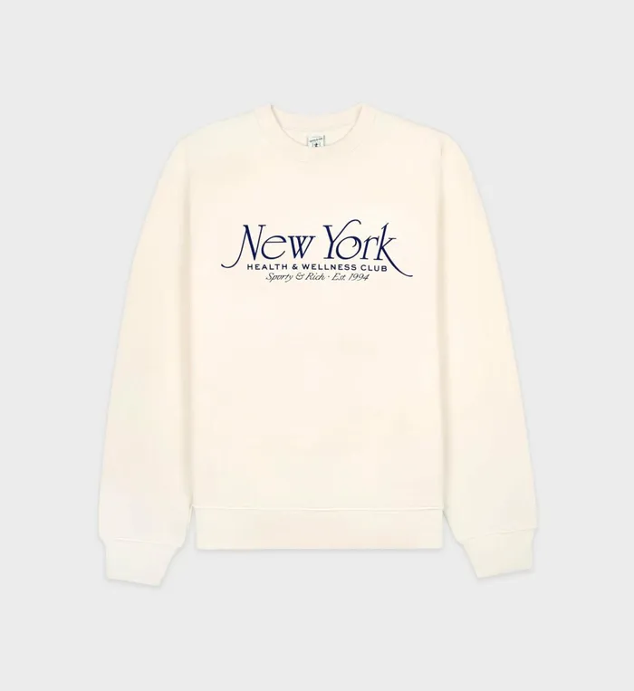 Sweatshirts Men Sporty and Rich NY 94 Crewneck 8211 CreamNavy