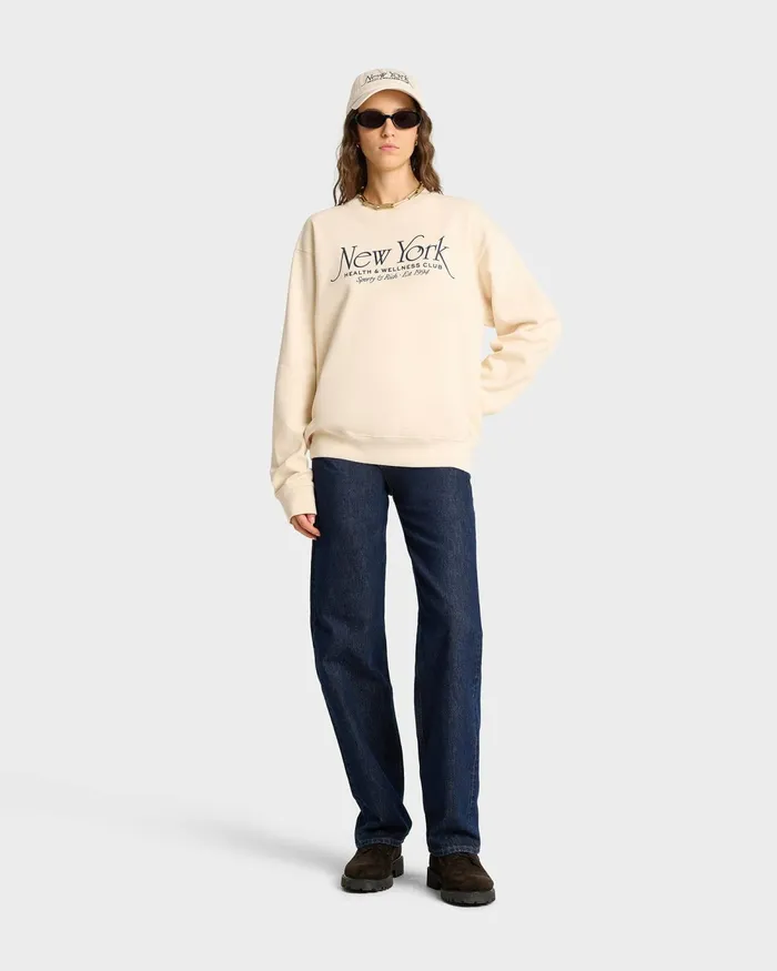 Sweatshirts Men Sporty and Rich NY 94 Crewneck 8211 CreamNavy