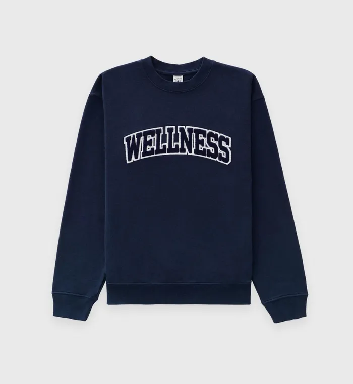 Sweatshirts Men Sporty and Rich Wellness Ivy Boucl Crewneck 8211 Navy