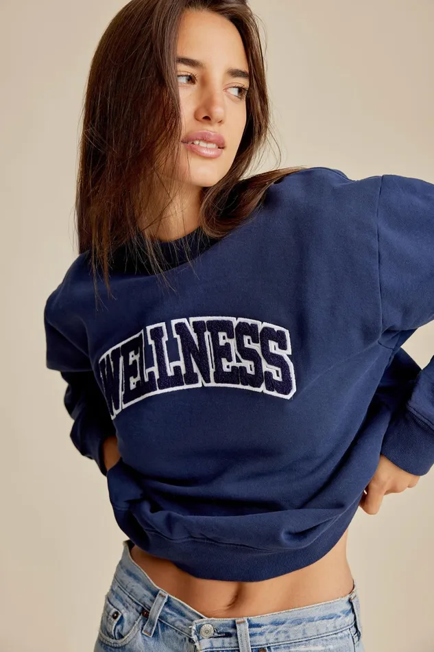 Sweatshirts Men Sporty and Rich Wellness Ivy Boucl Crewneck 8211 Navy