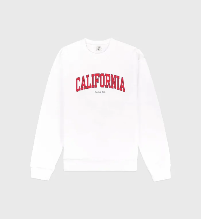 Sweatshirts Women Sporty and Rich California Crewneck 8211 WhiteBright Red