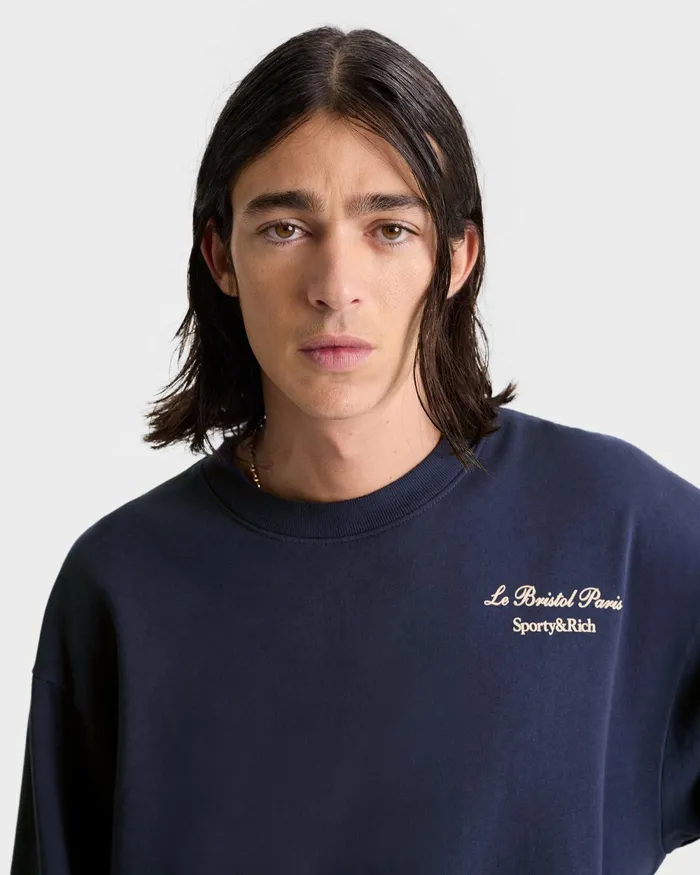 Sweatshirts Women Sporty and Rich Faubourg Crewneck 8211 NavyCream