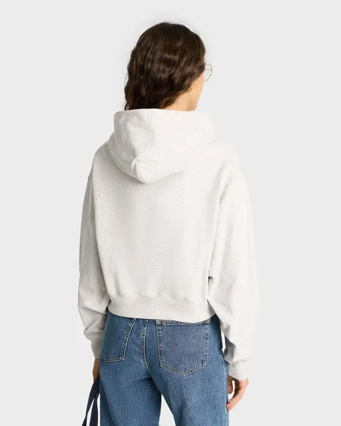 Sweatshirts Women Sporty and Rich NY Crest Cropped Hoodie 8211 Heather GrayGold