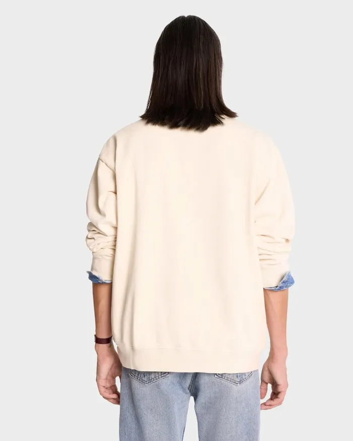 Sweatshirts Women Sporty and Rich Serif Logo Crewneck 8211 CreamNavy