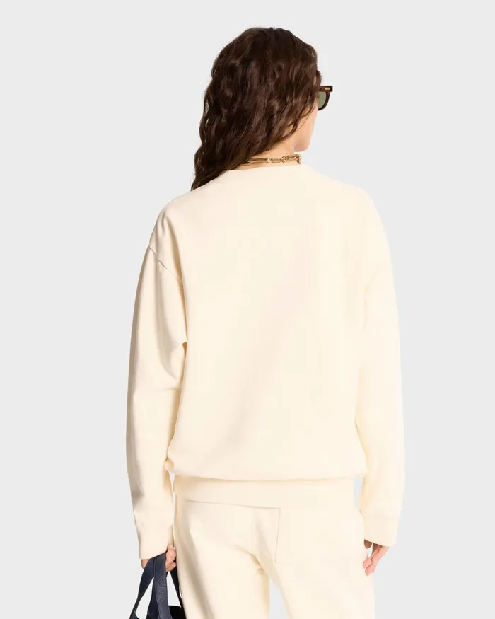 Sweatshirts Women Sporty and Rich Serif Logo Crewneck 8211 CreamNavy
