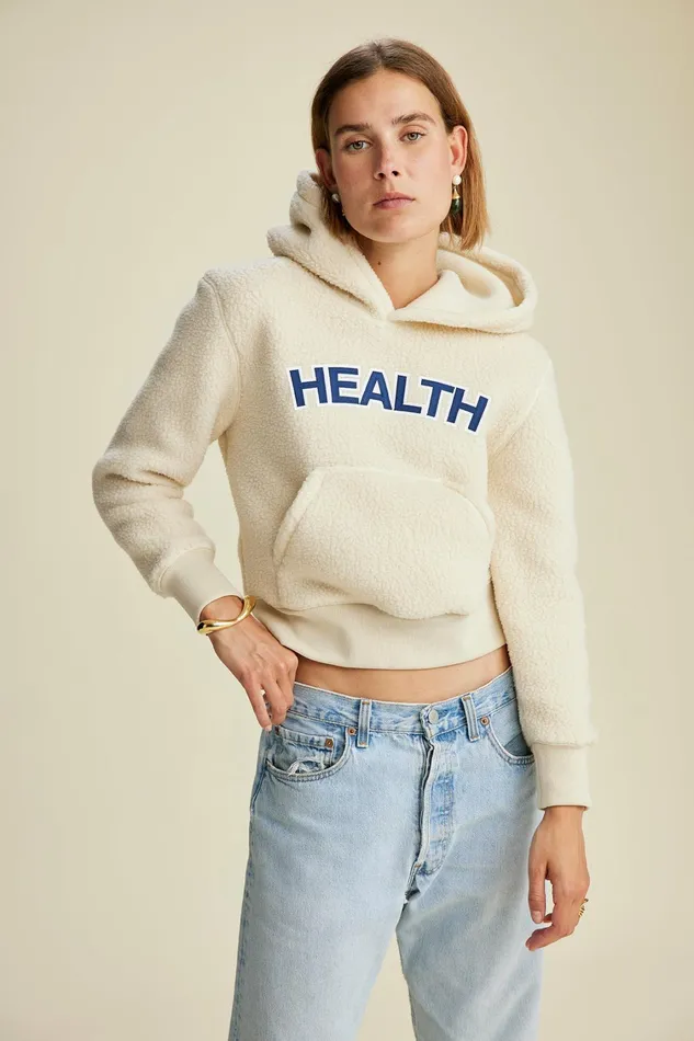 Sweatshirts Women Sporty and Rich Sherpa Health Hoodie 8211 Cream