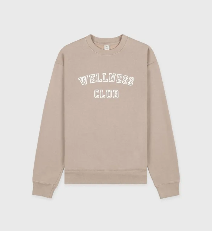 Sweatshirts Women Sporty and Rich Wellness Club Flocked Crewneck 8211 ElephantWhite