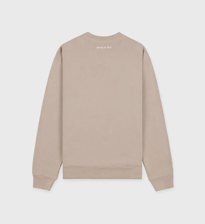 Sweatshirts Women Sporty and Rich Wellness Club Flocked Crewneck 8211 ElephantWhite