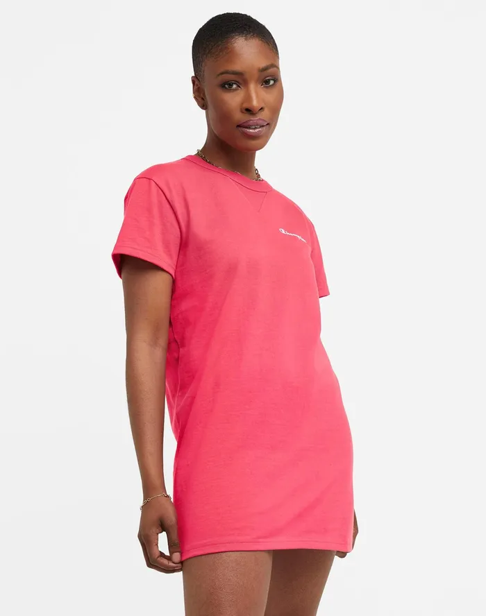 TShirt Dress Script Logo Joyful Pink Heather Women Champion Skorts and Dresses