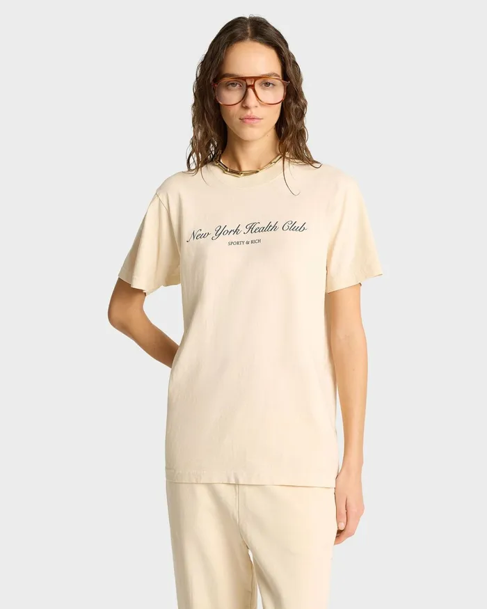 TShirts and Tops Women Sporty and Rich NY Health Club TShirt 8211 CreamNavy