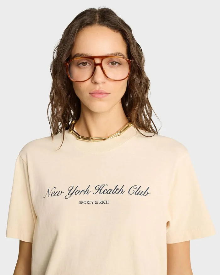 TShirts and Tops Women Sporty and Rich NY Health Club TShirt 8211 CreamNavy