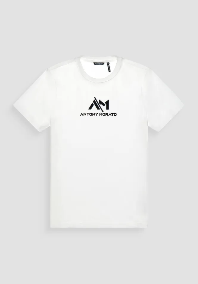 TShirts And Polo Men Antony Morato Regular Fit TShirt In White Cotton Jersey With Logo Cream