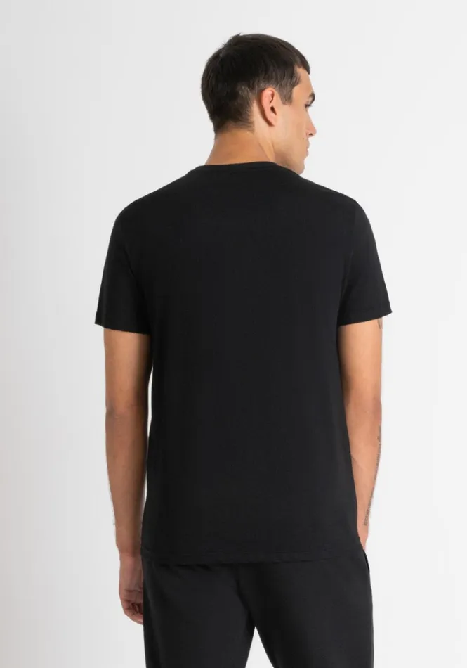 TShirts And Polo Men Antony Morato Slim Fit TShirt In Black Cotton Jersey With Embroidered Logo Black