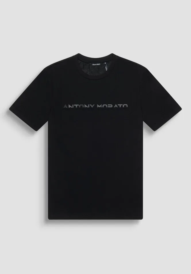 TShirts And Polo Men Antony Morato Slim Fit TShirt In Black Cotton Jersey With Embroidered Logo Black