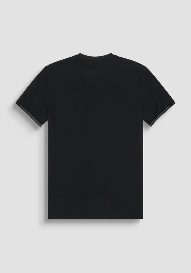 TShirts And Polo Men Antony Morato Slim Fit TShirt In Black Cotton Jersey With Rubberised Tiger Logo Black