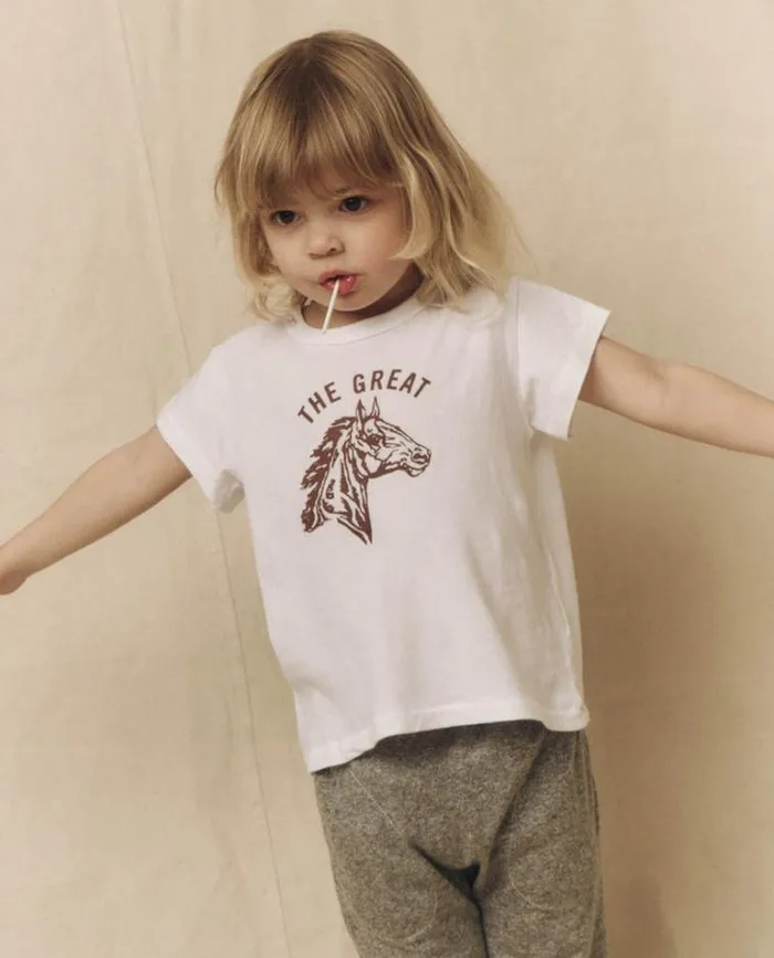 Tshirts Little039s The Great The Little Boxy Crew True White With Bronco Graphic