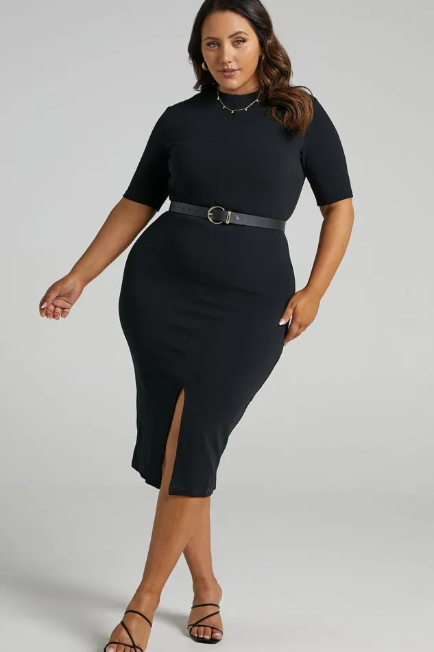 Tall Tales Midi Dress 8211 Bodycon Centre Split Dress In Black Women Showpo Dresses