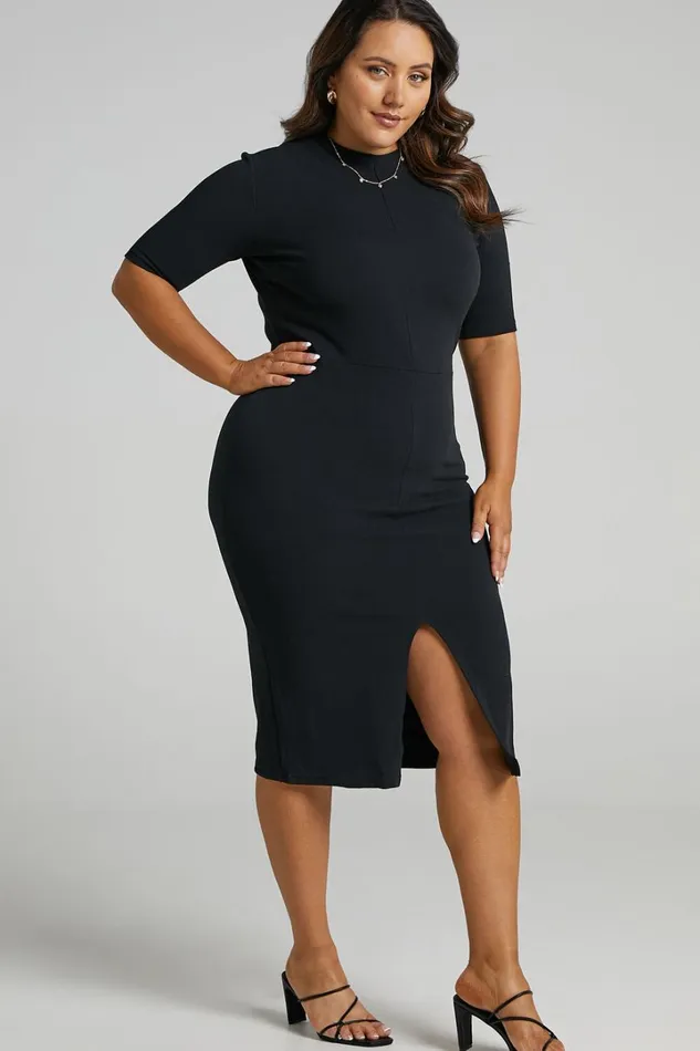 Tall Tales Midi Dress 8211 Bodycon Centre Split Dress In Black Women Showpo Dresses