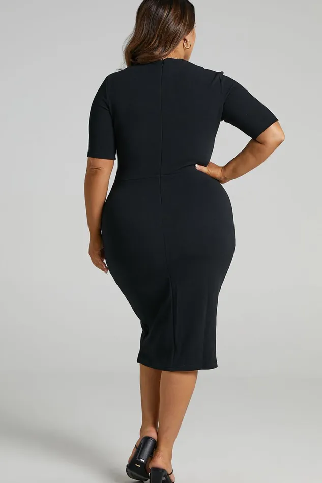 Tall Tales Midi Dress 8211 Bodycon Centre Split Dress In Black Women Showpo Dresses